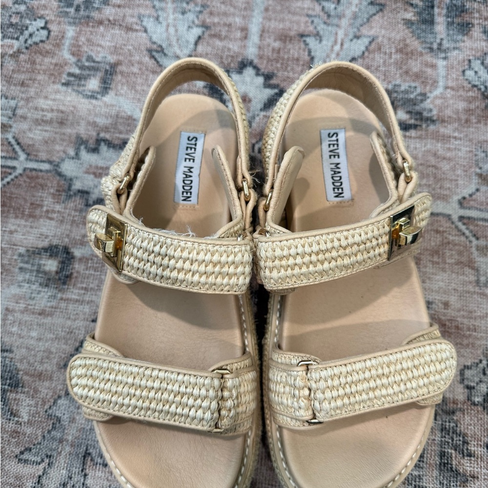 Steve Madden Bigmona Raffia Platform Sandal - Picture 3 of 12